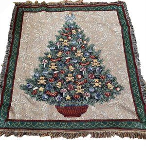 Mohawk Home tapestry Christmas‎ tree afghan throw blanket angel decor